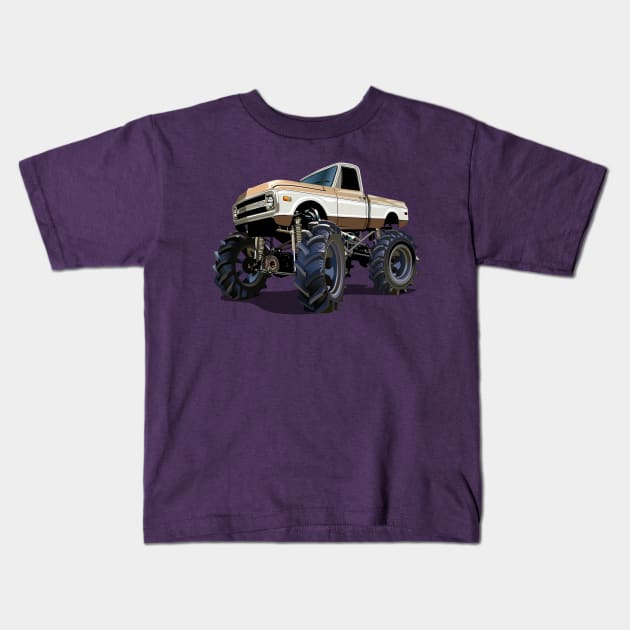 Cartoon monster truck Kids T-Shirt by Mechanik